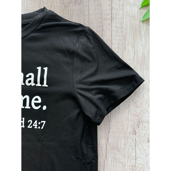 Shein Women’s Medium “Thou Shall Not Try Me” Black Short Sleeve T-shirt • BNIB - Picture 3 of 10